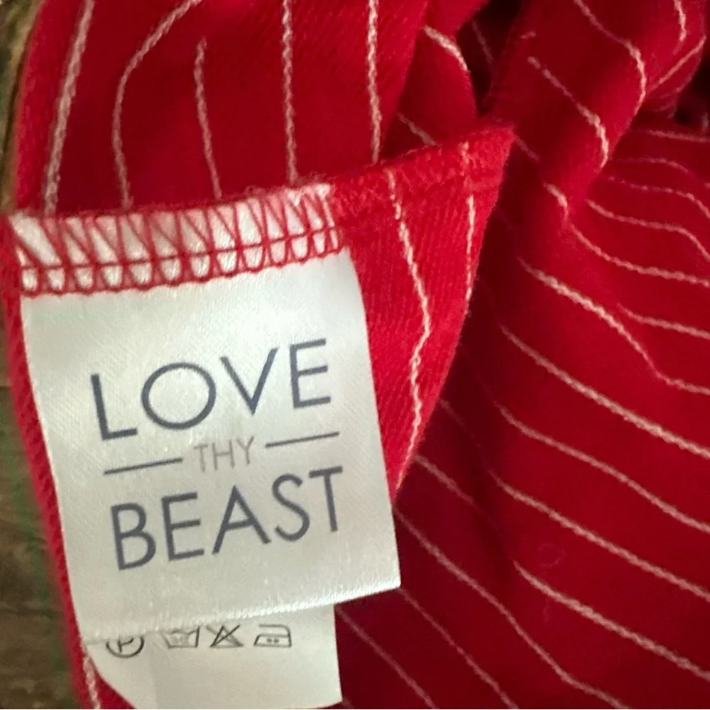 LoveThyBeast Stripe Dog Bodysuit Red Size Large